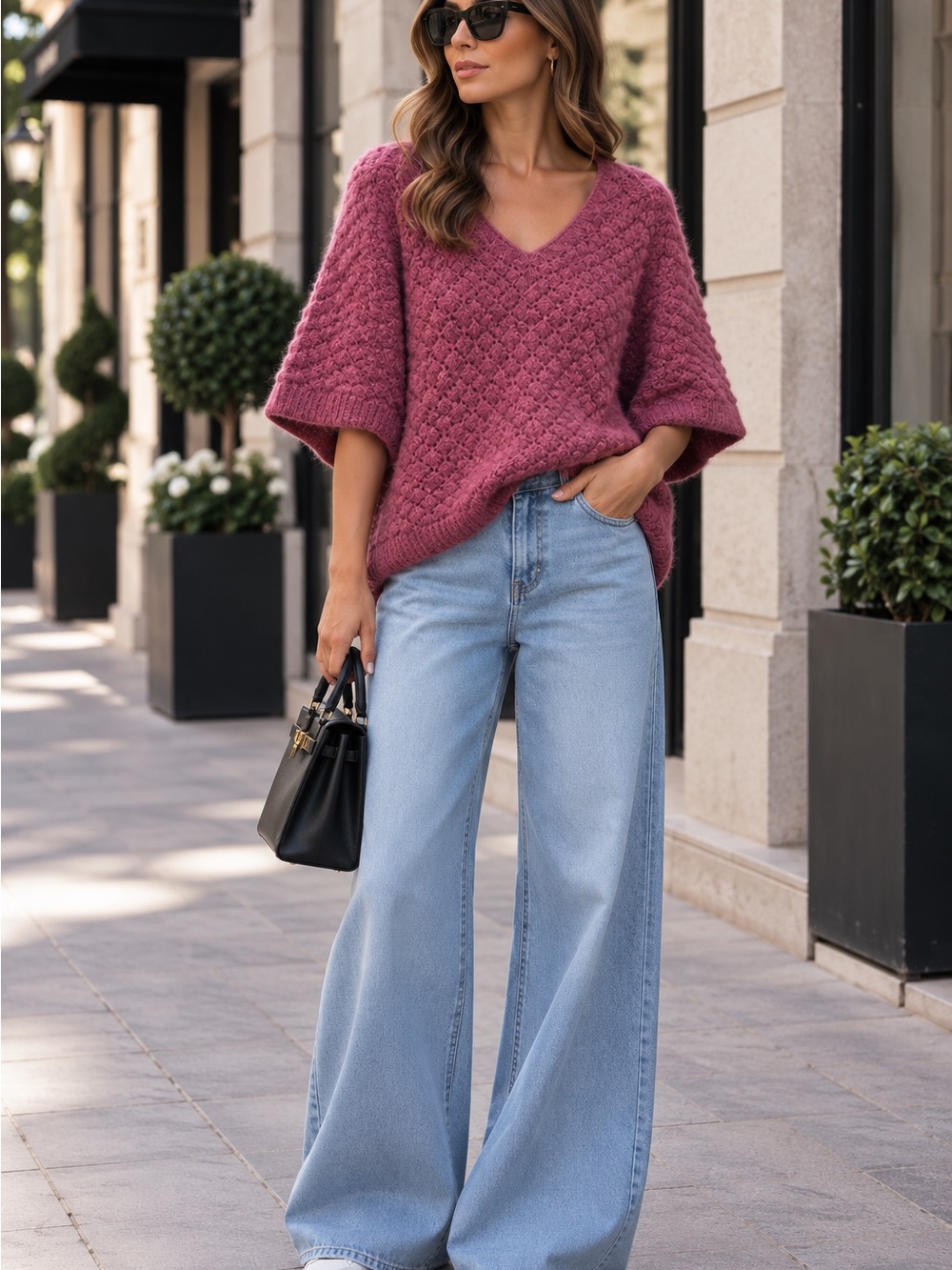 MADE IN ITALY 🇮🇹 V-Neck Textured Knit Sweater